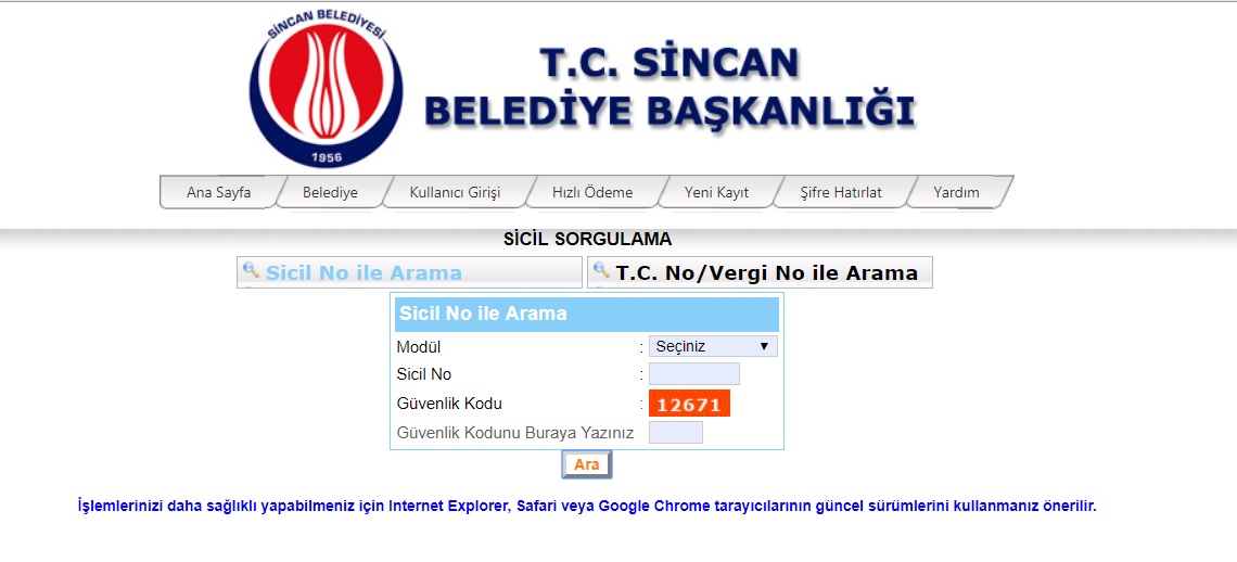 Sincan Belediyesi emlak vergisi sorgulama? Sincan Belediyesi emlak borcu ödeme? Sincan Belediyesi emlak borcu sorgulama?