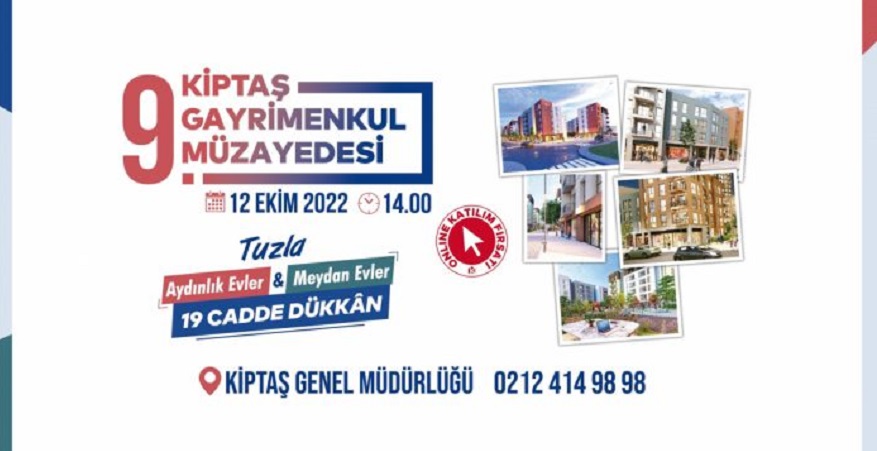 KİPTAŞ 9. Gayrimenkul Müzayedesi 12 Ekim'de Yapılacak